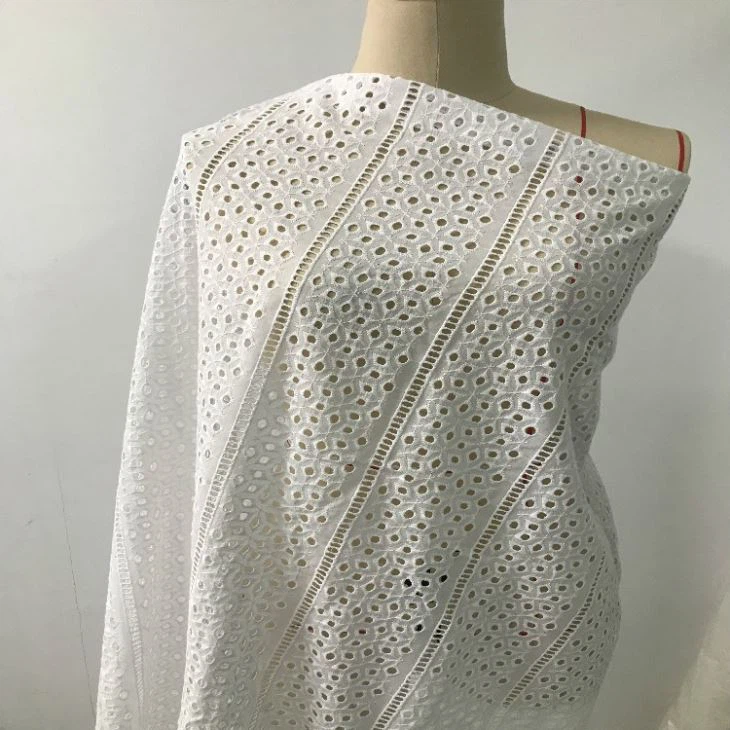 Cotton Eyelet Floral Embroidery Fabric